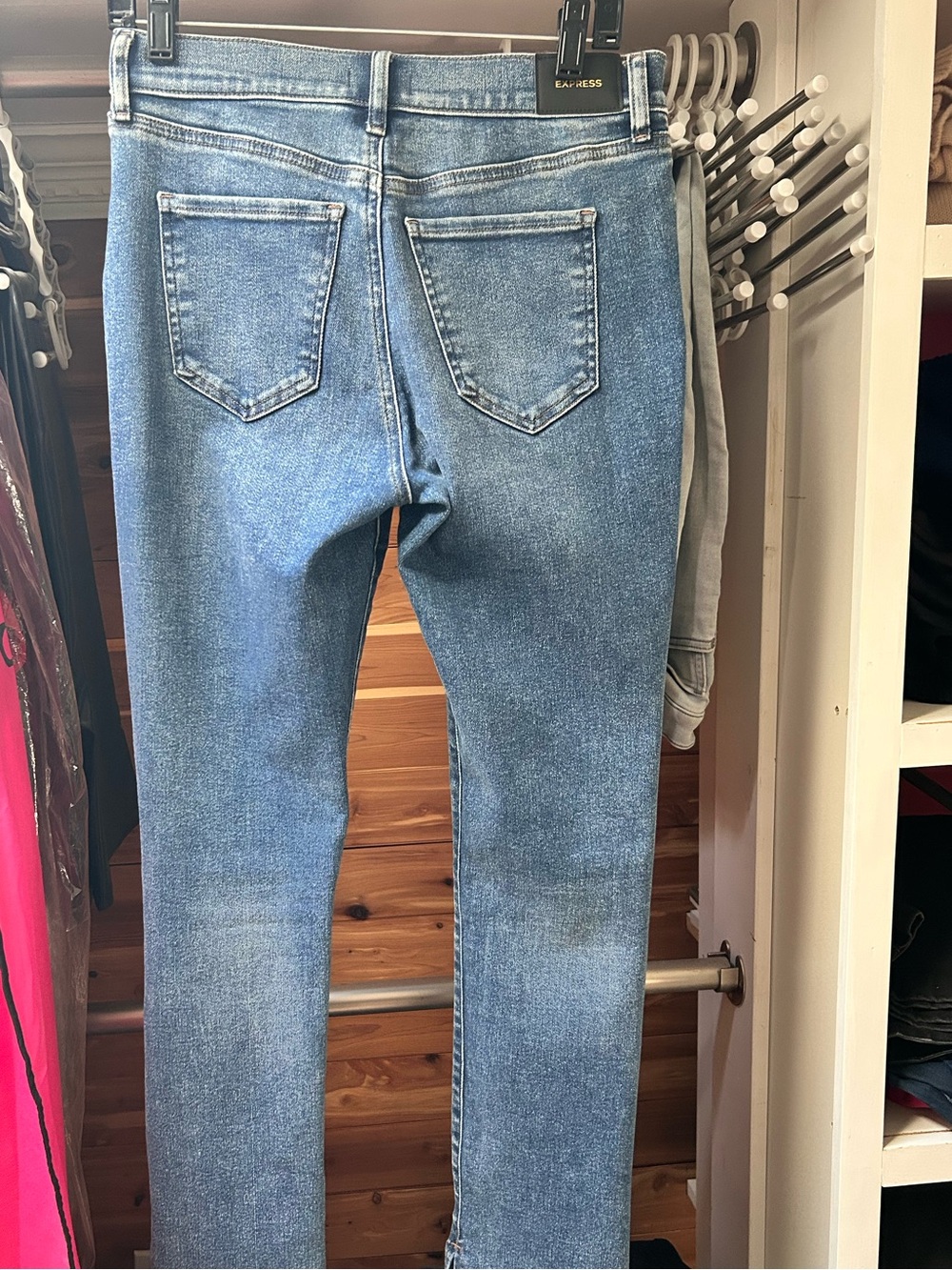 Express Women's Straight Leg Jeans in Light Blue Wash
